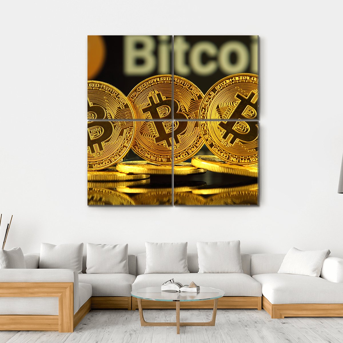 New Virtual Money Bitcoin Canvas Wall Art-4 Square-Gallery Wrap-17" x 17"-Tiaracle
