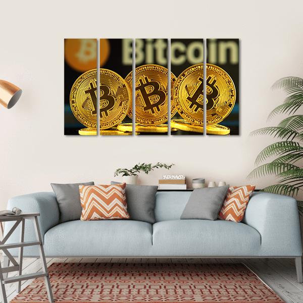 New Virtual Money Bitcoin Canvas Wall Art-5 Horizontal-Gallery Wrap-22" x 12"-Tiaracle