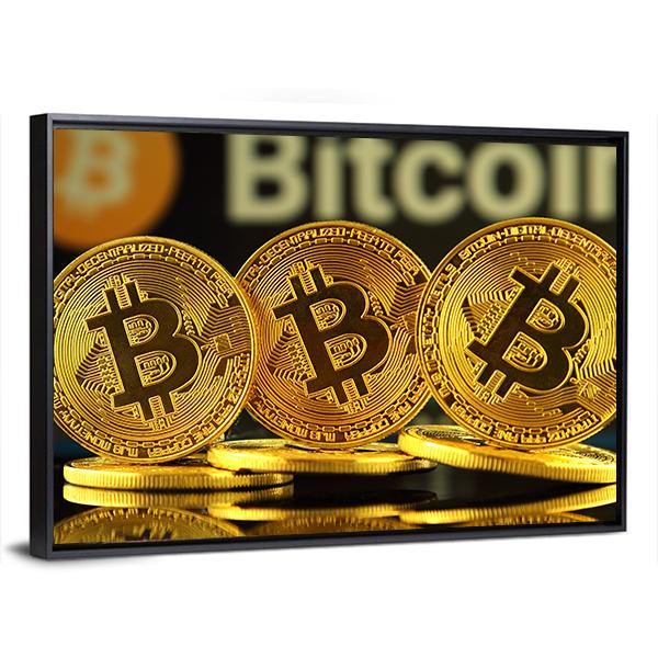 New Virtual Money Bitcoin Canvas Wall Art-3 Horizontal-Gallery Wrap-25" x 16"-Tiaracle