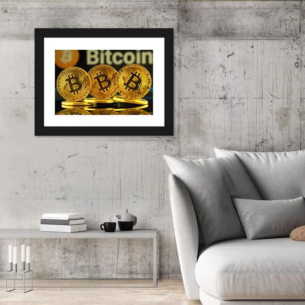 New Virtual Money Bitcoin Canvas Wall Art-3 Horizontal-Gallery Wrap-25" x 16"-Tiaracle