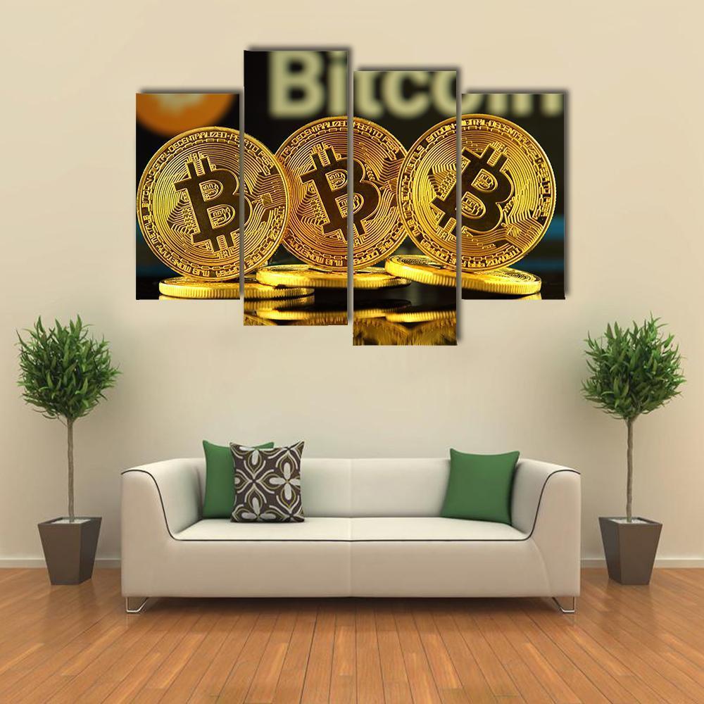 New Virtual Money Bitcoin Canvas Wall Art-4 Pop-Gallery Wrap-50" x 32"-Tiaracle