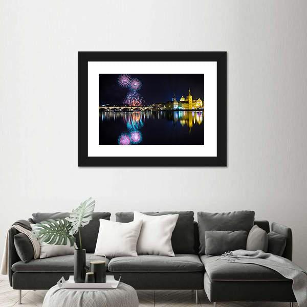 New Year Atmosphere In Prague Canvas Wall Art-3 Horizontal-Gallery Wrap-25" x 16"-Tiaracle