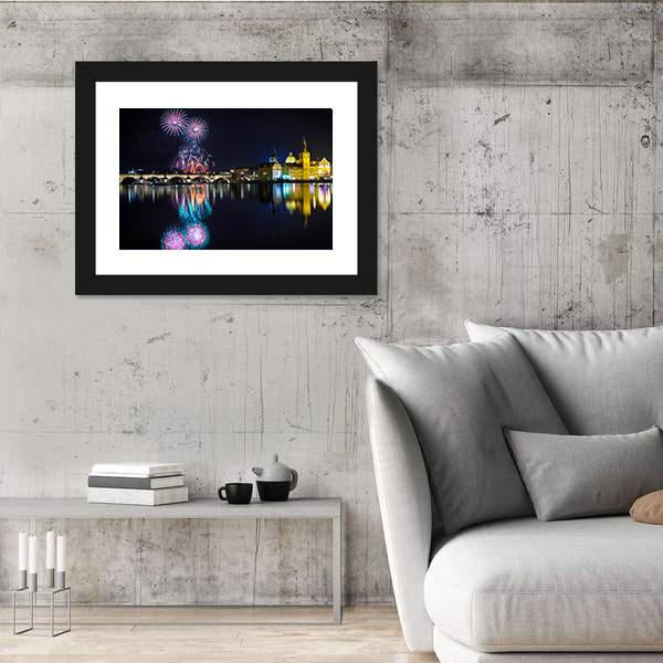 New Year Atmosphere In Prague Canvas Wall Art-3 Horizontal-Gallery Wrap-25" x 16"-Tiaracle