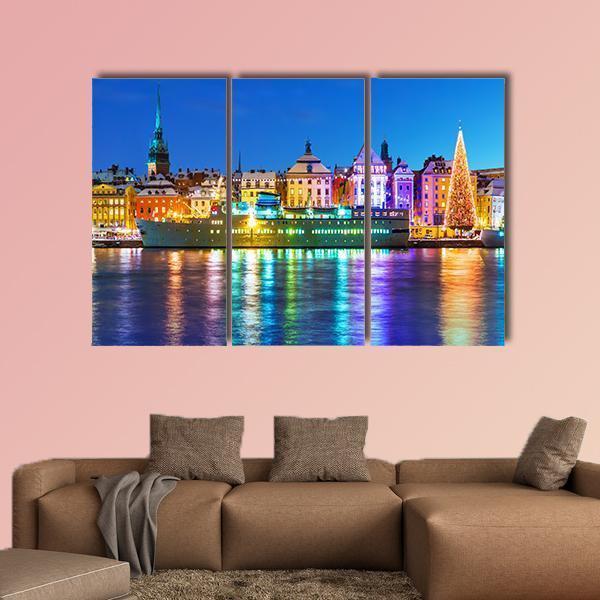 New Year In Stockholm Canvas Wall Art-3 Horizontal-Gallery Wrap-37" x 24"-Tiaracle