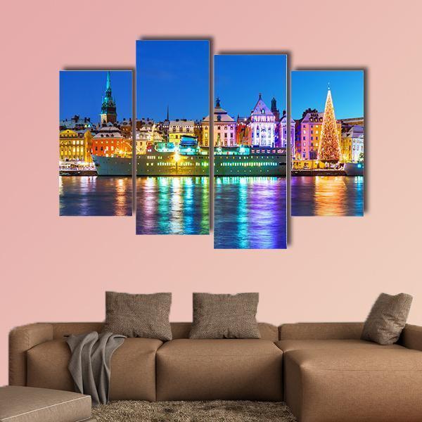 New Year In Stockholm Canvas Wall Art-4 Pop-Gallery Wrap-50" x 32"-Tiaracle