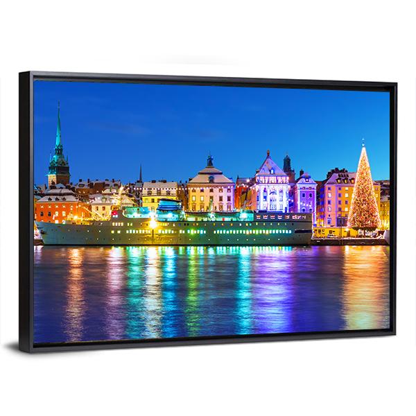 New Year In Stockholm Canvas Wall Art-3 Horizontal-Gallery Wrap-25" x 16"-Tiaracle