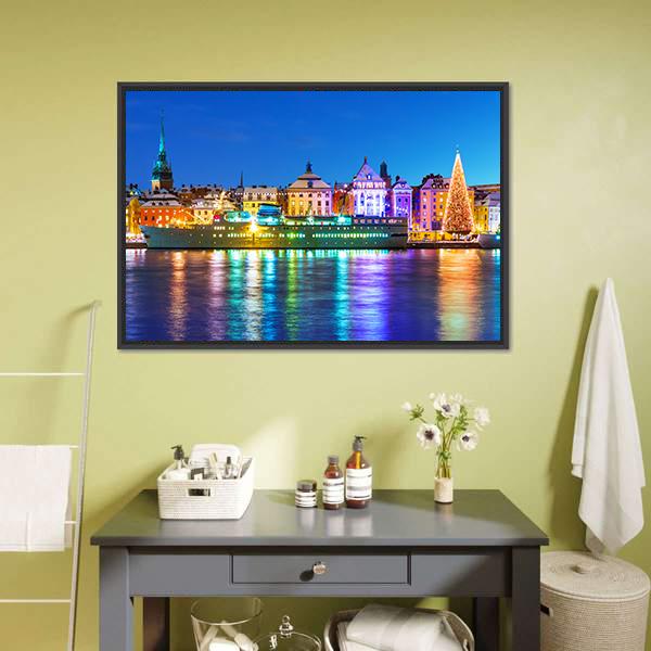 New Year In Stockholm Canvas Wall Art-3 Horizontal-Gallery Wrap-25" x 16"-Tiaracle