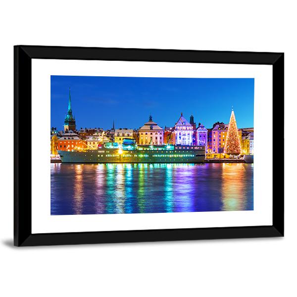 New Year In Stockholm Canvas Wall Art-3 Horizontal-Gallery Wrap-25" x 16"-Tiaracle