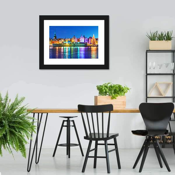 New Year In Stockholm Canvas Wall Art-3 Horizontal-Gallery Wrap-25" x 16"-Tiaracle