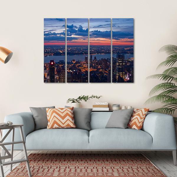 New York &amp; New Jersey Canvas Wall Art-4 Horizontal-Gallery Wrap-34" x 24"-Tiaracle