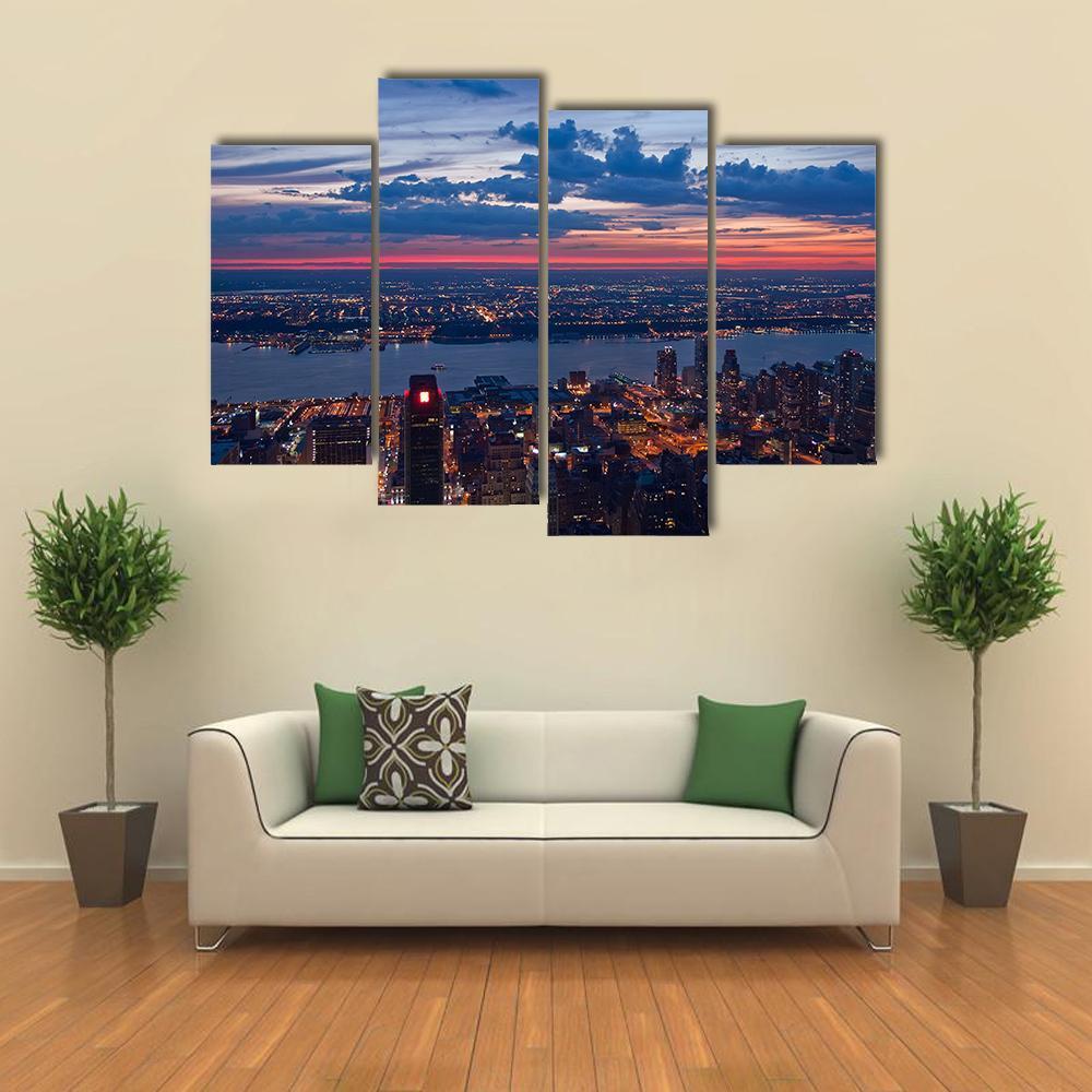 New York & New Jersey Canvas Wall Art-4 Pop-Gallery Wrap-50" x 32"-Tiaracle