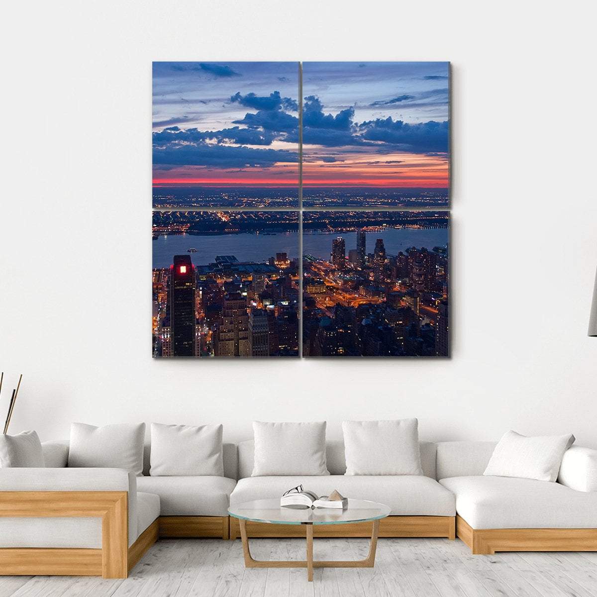 New York & New Jersey Canvas Wall Art-4 Square-Gallery Wrap-17" x 17"-Tiaracle