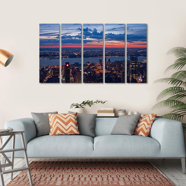 New York & New Jersey Canvas Wall Art-5 Horizontal-Gallery Wrap-22" x 12"-Tiaracle