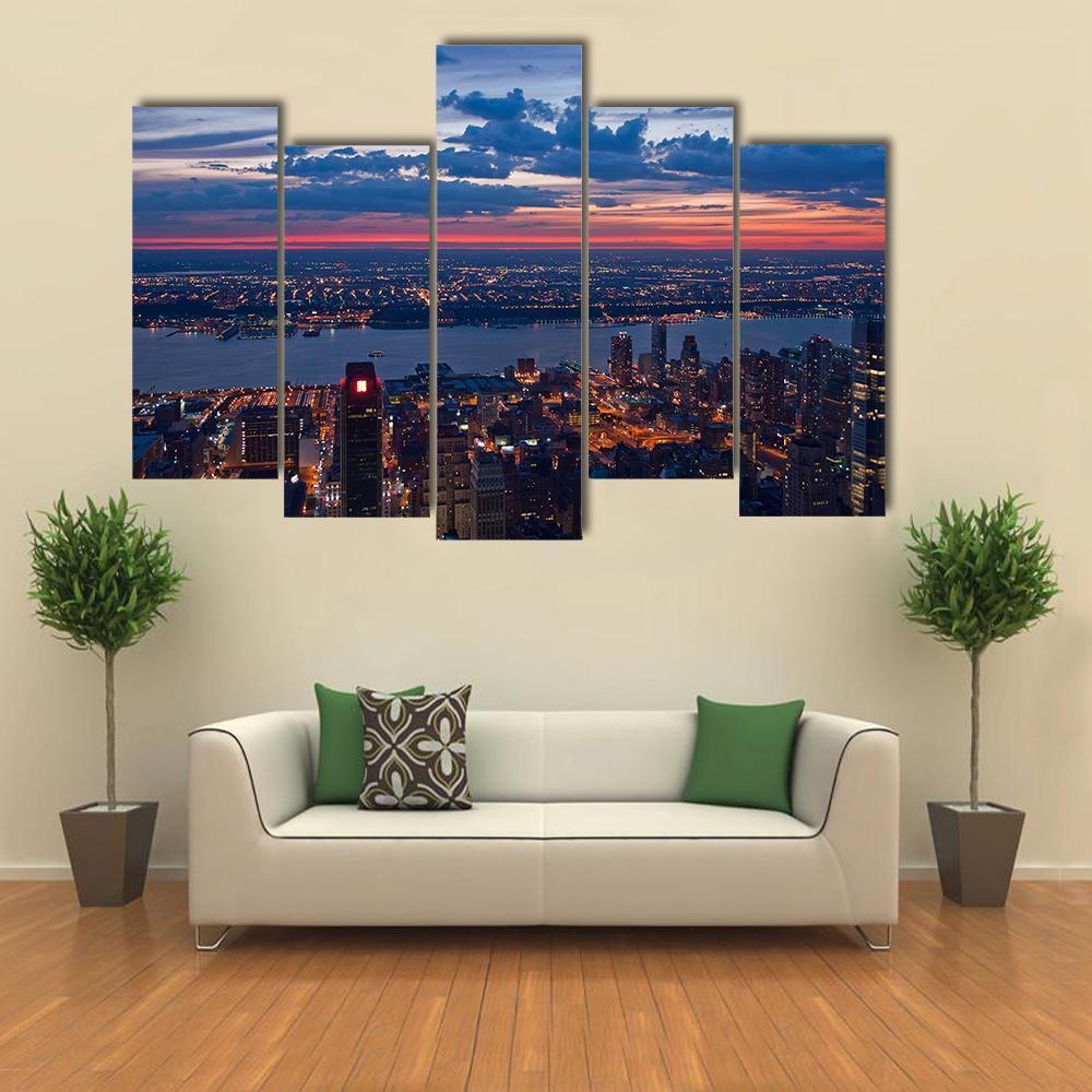 New York &amp; New Jersey Canvas Wall Art-5 Pop-Gallery Wrap-47" x 32"-Tiaracle