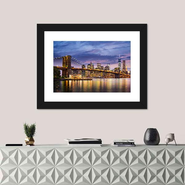 New York City At Twilight Panoramic Canvas Wall Art-1 Piece-36" x 12"-Tiaracle