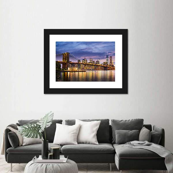 New York City At Twilight Panoramic Canvas Wall Art-1 Piece-36" x 12"-Tiaracle