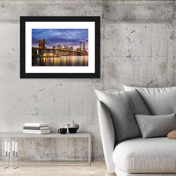 New York City At Twilight Panoramic Canvas Wall Art-1 Piece-36" x 12"-Tiaracle