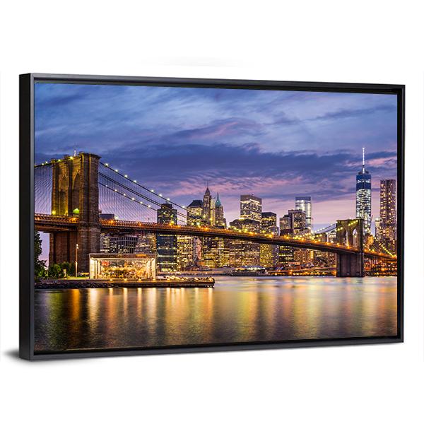 New York City At Twilight Panoramic Canvas Wall Art-1 Piece-36" x 12"-Tiaracle