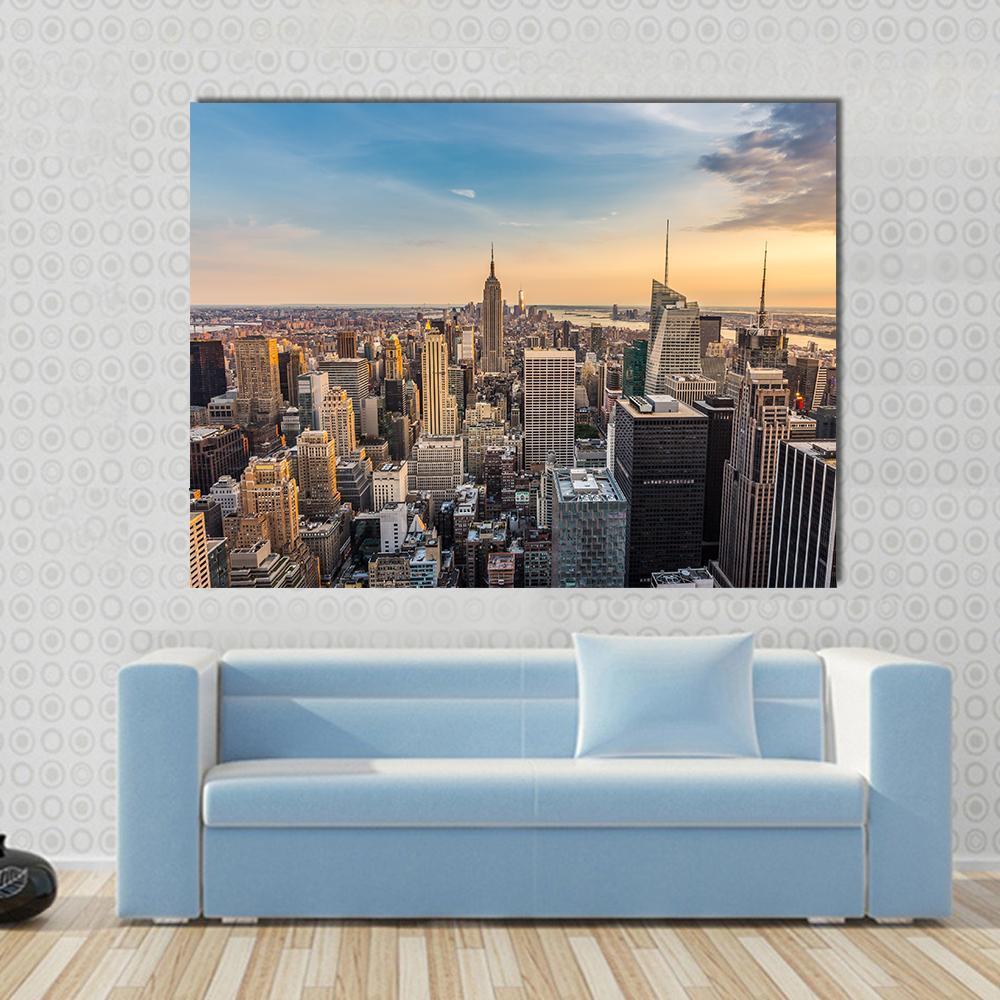 NY Midtown Skyline Canvas Wall Art-1 Piece-Gallery Wrap-48" x 32"-Tiaracle