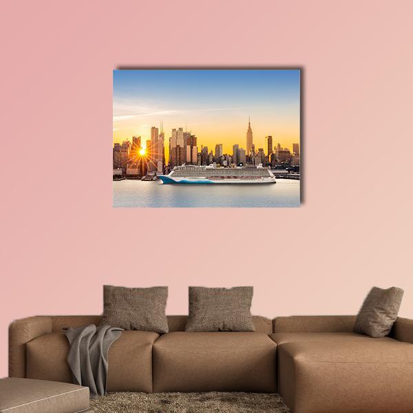 New York City Skyline Canvas Wall Art-1 Piece-Gallery Wrap-36" x 24"-Tiaracle