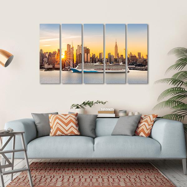 New York City Skyline Canvas Wall Art-5 Horizontal-Gallery Wrap-22" x 12"-Tiaracle
