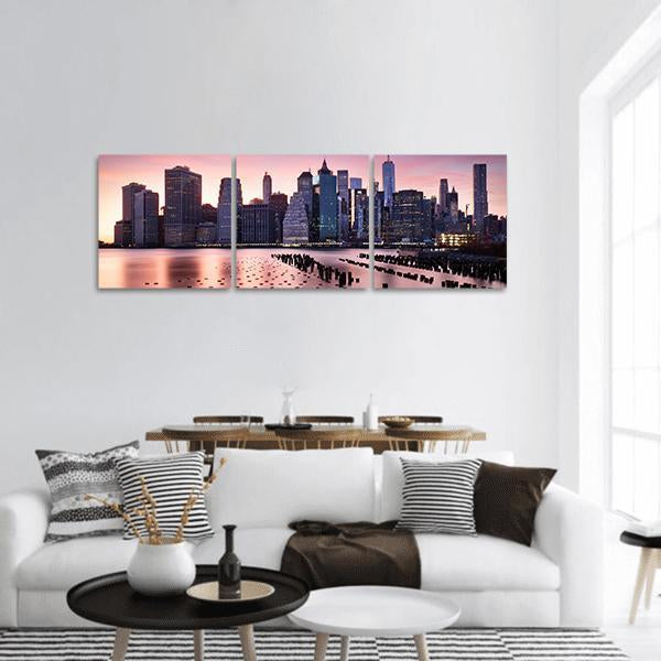 NY City Skyline Panoramic Canvas Wall Art-1 Piece-36" x 12"-Tiaracle