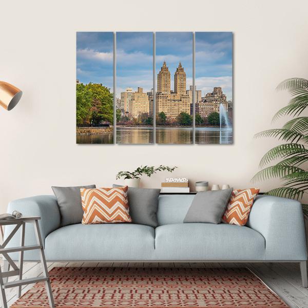 New York Cityscape Canvas Wall Art-4 Horizontal-Gallery Wrap-34" x 24"-Tiaracle