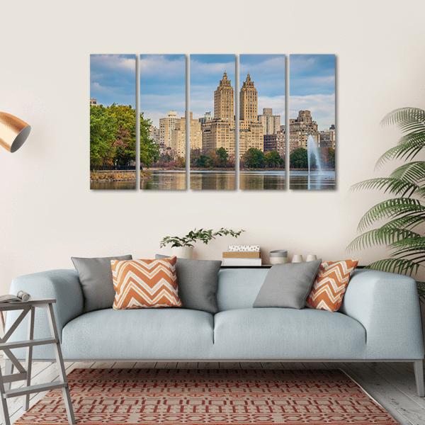 New York Cityscape Canvas Wall Art-5 Horizontal-Gallery Wrap-22" x 12"-Tiaracle