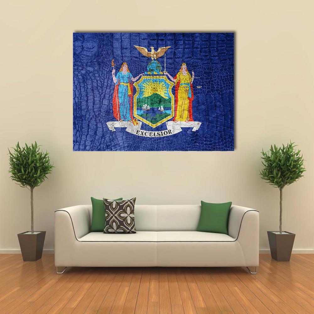 New York Flag Canvas Wall Art-1 Piece-Gallery Wrap-48" x 32"-Tiaracle