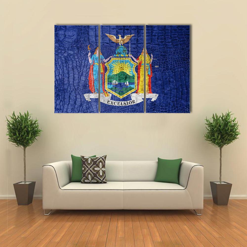 New York Flag Canvas Wall Art-3 Horizontal-Gallery Wrap-37" x 24"-Tiaracle