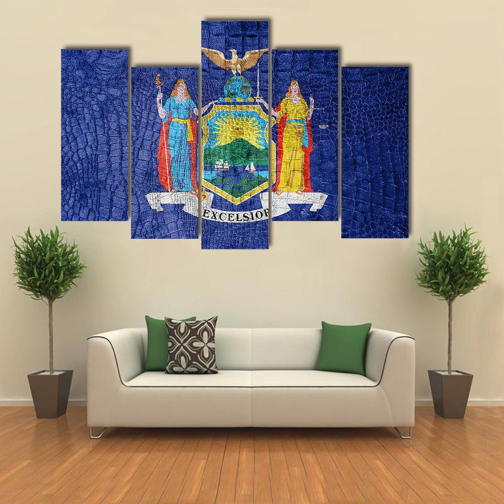New York Flag Canvas Wall Art-3 Horizontal-Gallery Wrap-37" x 24"-Tiaracle