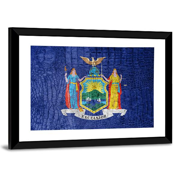 New York Flag Canvas Wall Art-3 Horizontal-Gallery Wrap-25" x 16"-Tiaracle