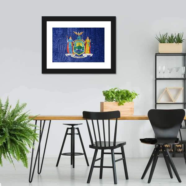 New York Flag Canvas Wall Art-3 Horizontal-Gallery Wrap-25" x 16"-Tiaracle