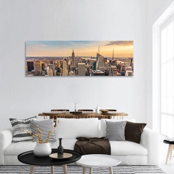 NY Midtown Skyline Panoramic Canvas Wall Art-1 Piece-36" x 12"-Tiaracle