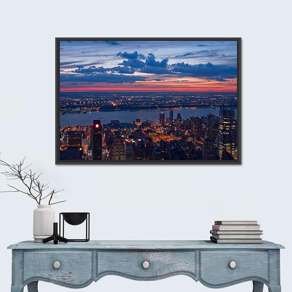 New York &amp; New Jersey Canvas Wall Art-1 Piece-Floating Frame-24" x 16"-Tiaracle