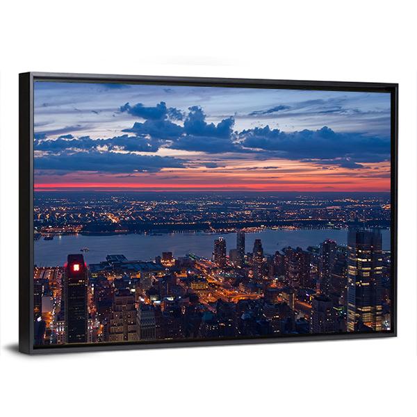 New York & New Jersey Canvas Wall Art-5 Horizontal-Gallery Wrap-22" x 12"-Tiaracle