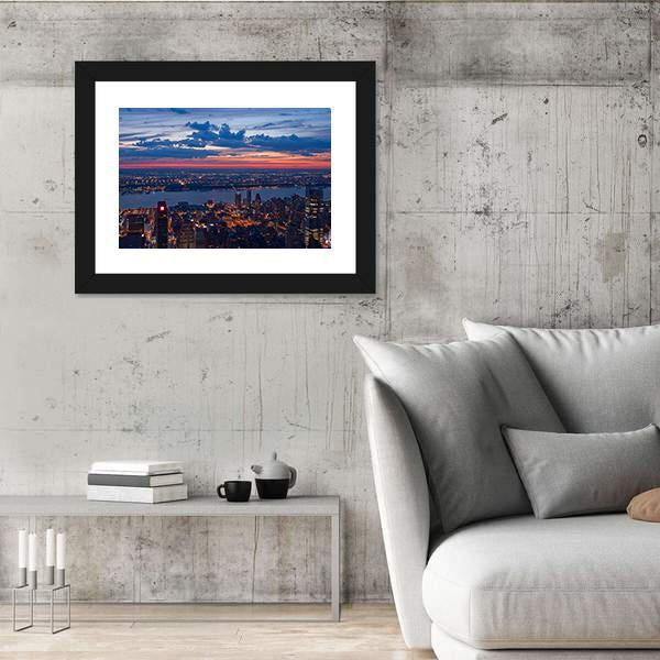 New York & New Jersey Panoramic Canvas Wall Art-1 Piece-36" x 12"-Tiaracle