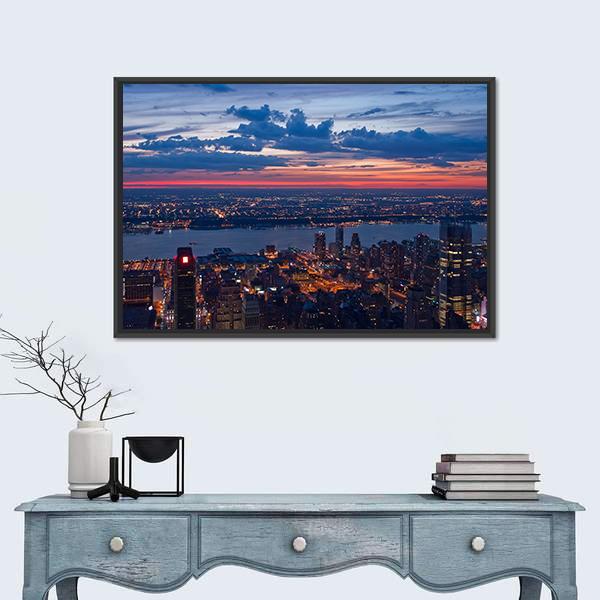 New York &amp; New Jersey Panoramic Canvas Wall Art-1 Piece-36" x 12"-Tiaracle
