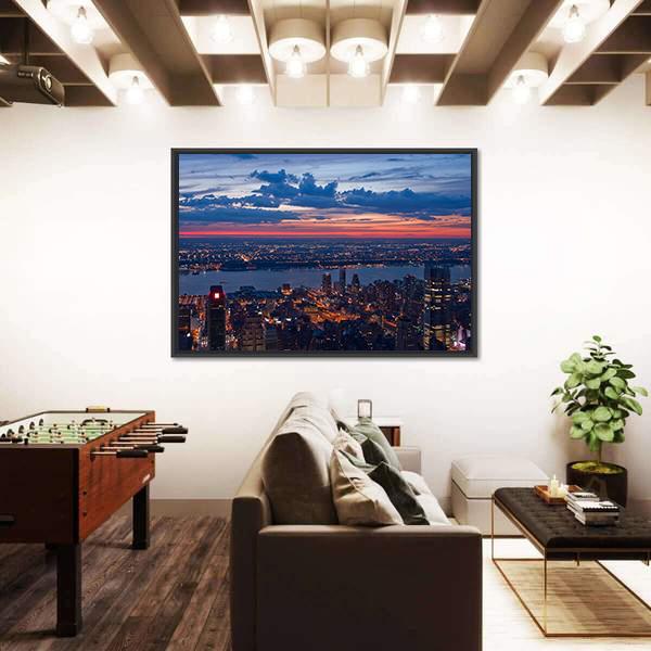 New York &amp; New Jersey Panoramic Canvas Wall Art-1 Piece-36" x 12"-Tiaracle