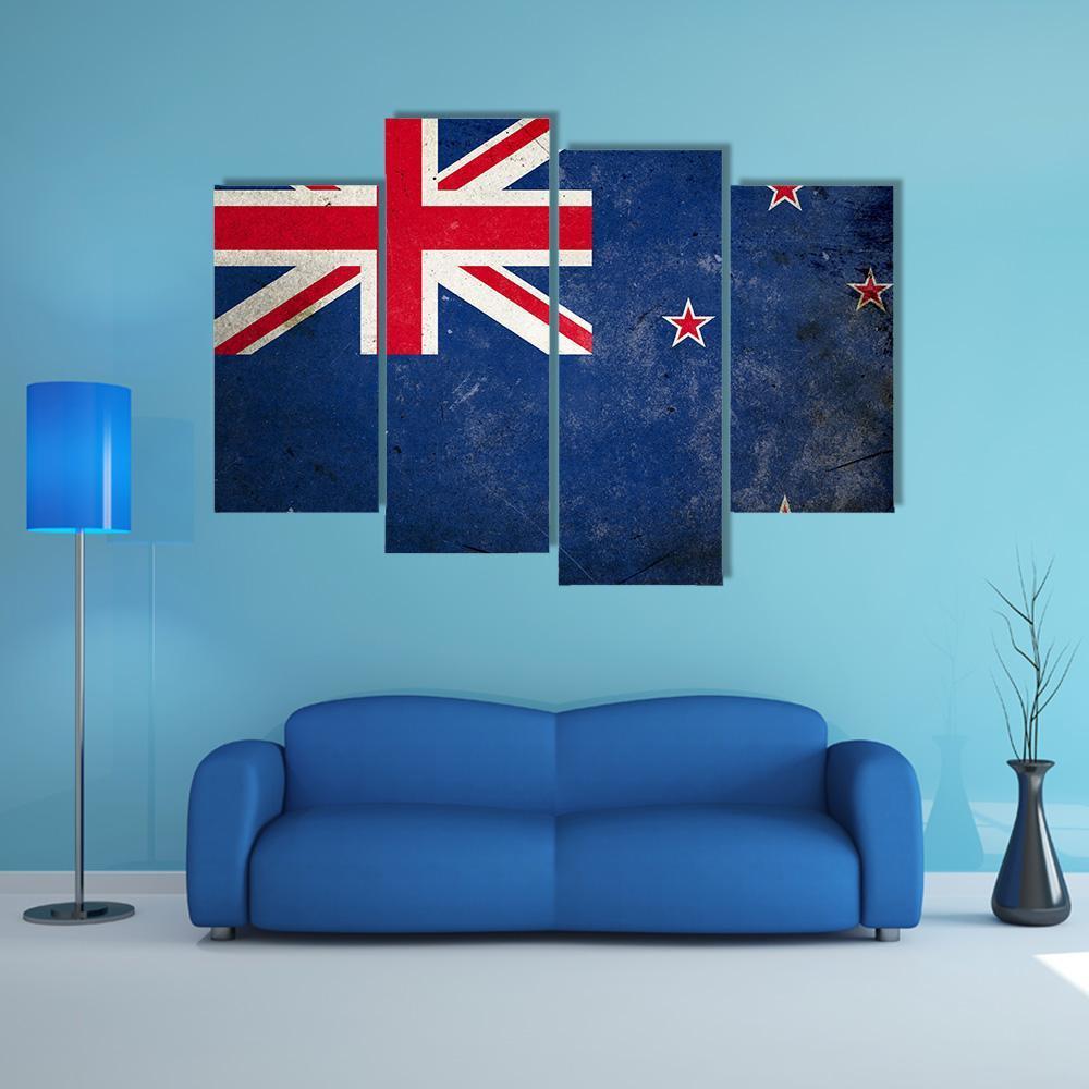 New Zealand Flag Canvas Wall Art-4 Pop-Gallery Wrap-50" x 32"-Tiaracle