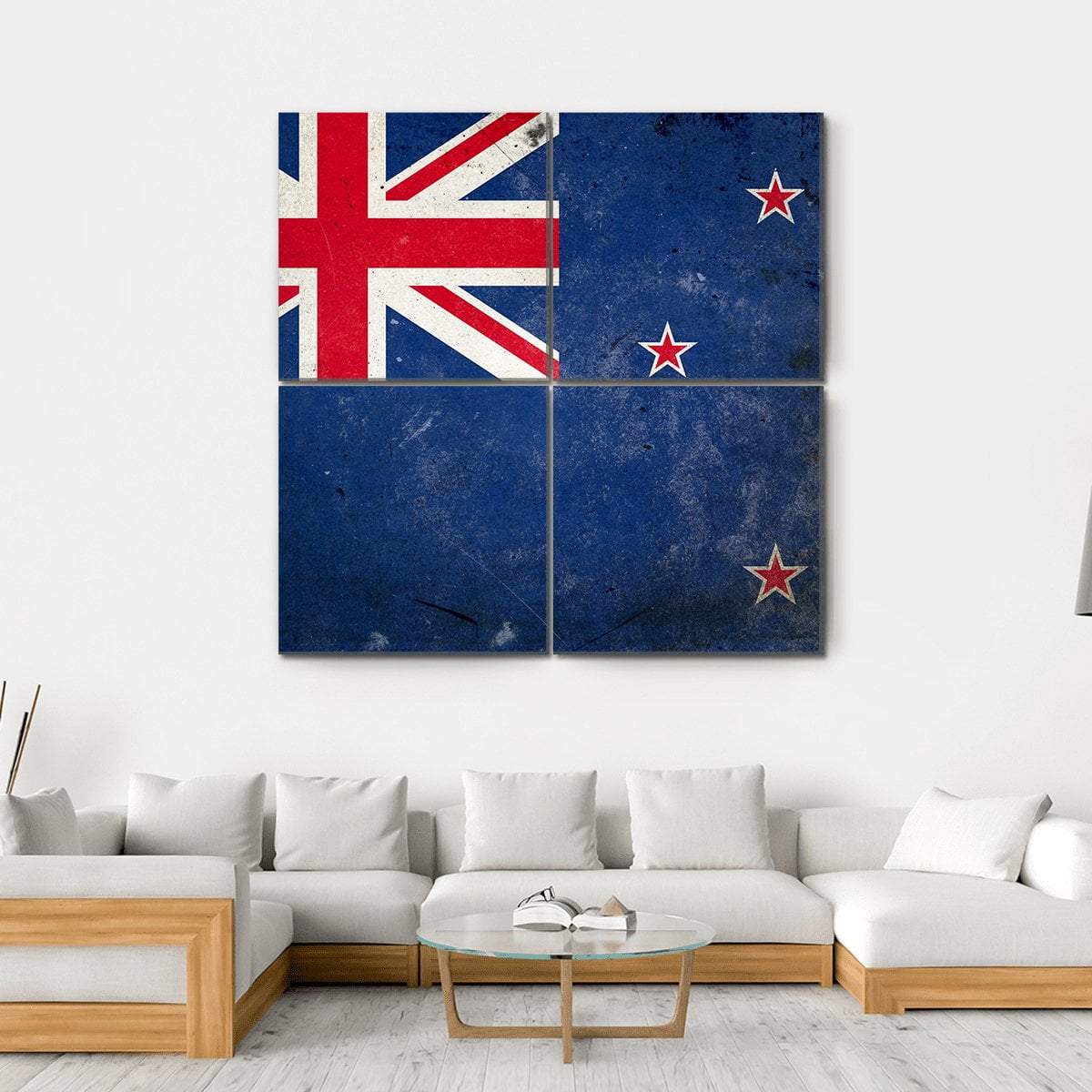 New Zealand Flag Canvas Wall Art-4 Square-Gallery Wrap-17" x 17"-Tiaracle