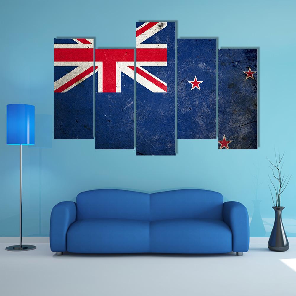 New Zealand Flag Canvas Wall Art-5 Pop-Gallery Wrap-47" x 32"-Tiaracle