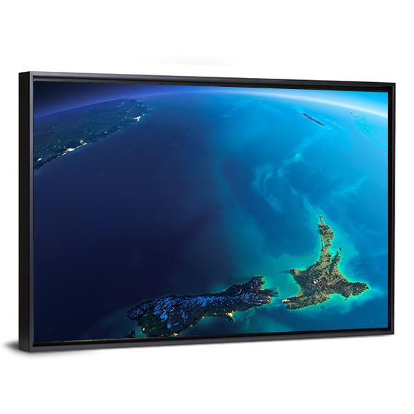 New Zealand From Space Canvas Wall Art-3 Horizontal-Gallery Wrap-25" x 16"-Tiaracle