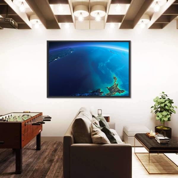 New Zealand From Space Canvas Wall Art-3 Horizontal-Gallery Wrap-25" x 16"-Tiaracle
