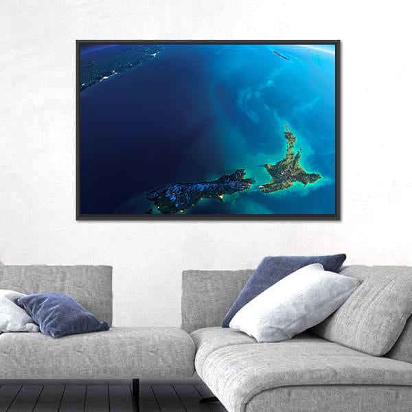 New Zealand From Space Canvas Wall Art-3 Horizontal-Gallery Wrap-25" x 16"-Tiaracle