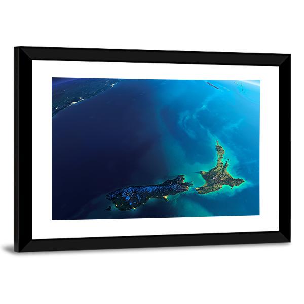 New Zealand From Space Canvas Wall Art-3 Horizontal-Gallery Wrap-25" x 16"-Tiaracle