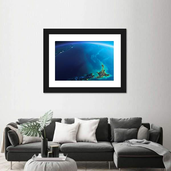 New Zealand From Space Canvas Wall Art-3 Horizontal-Gallery Wrap-25" x 16"-Tiaracle