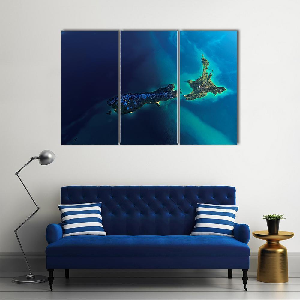 New Zealand From Space Canvas Wall Art-3 Horizontal-Gallery Wrap-37" x 24"-Tiaracle