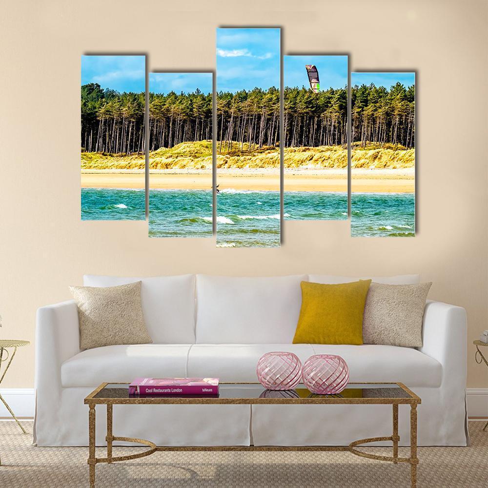 Kite Flyer Surfing Canvas Wall Art-5 Pop-Gallery Wrap-47" x 32"-Tiaracle