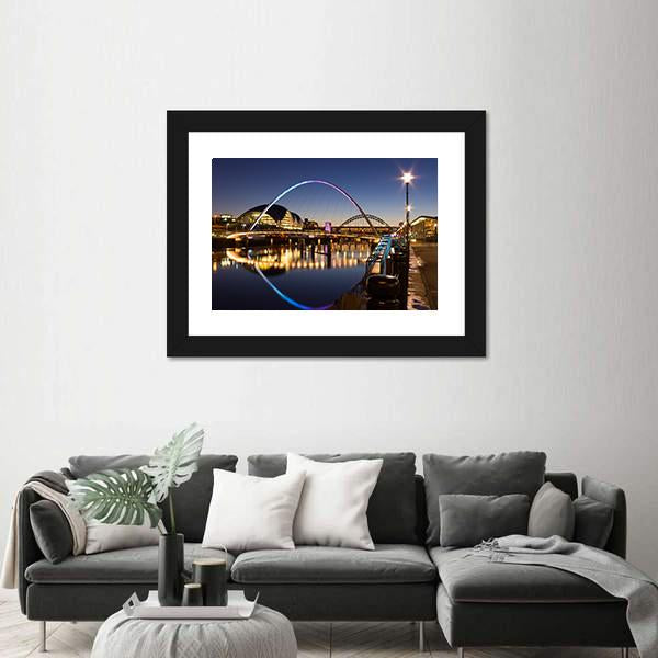 Newcastle Quayside At Night Canvas Wall Art-3 Horizontal-Gallery Wrap-25" x 16"-Tiaracle